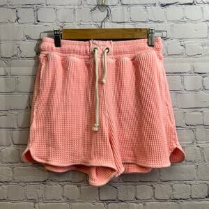 Aerie Lumber Jane Waffle Knit Shorts Pink Drawstring Women's XS Lounge Comfort